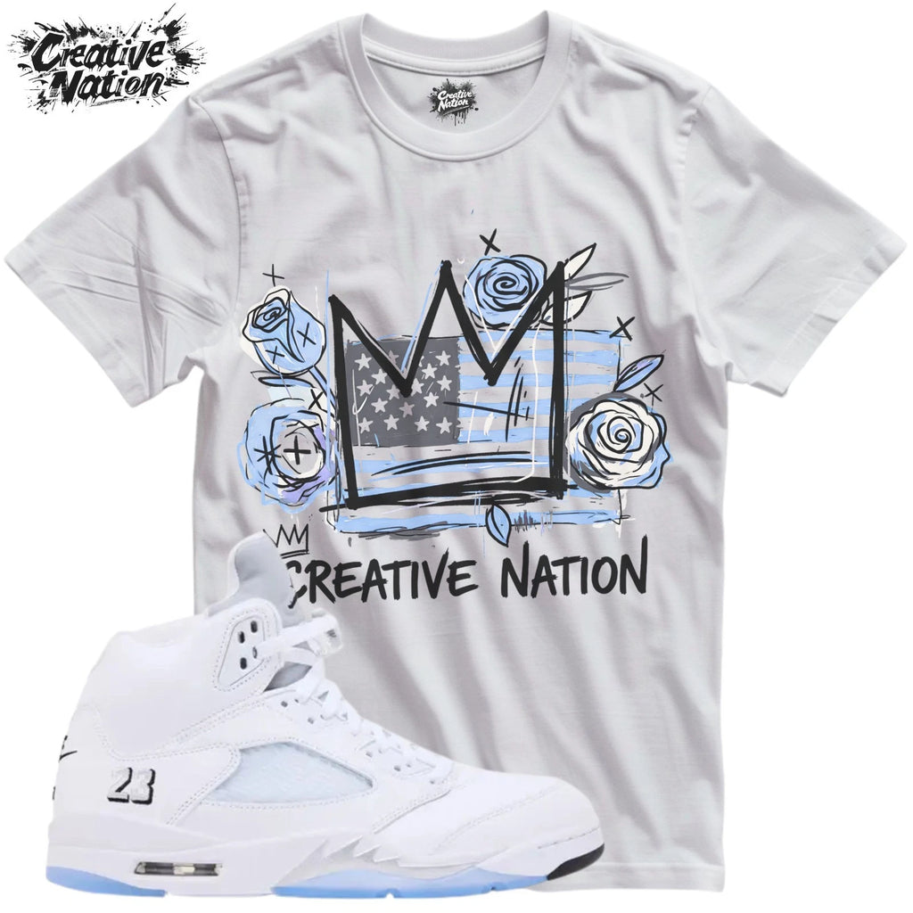 Shirt To Match 5 White Unisex Tee Sneaker Shirt USA Shirt For Sneaker Tee