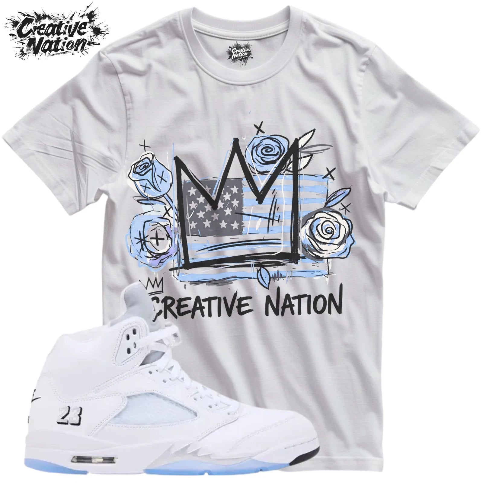 Shirt To Match 5 White Unisex Tee Sneaker Shirt USA Shirt For Sneaker Tee