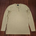 Cuts Split Hem Army Green Y2K Mens 3 Button Henley Long Sleeve Shirt Grunge Med