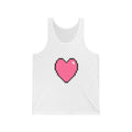 Unisex Jersey Tank Cute 8-Bit Retro Pixel Art Pink Gamer Heart Design