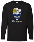 Uruguay Football Skull I Men Long Sleeve T-Shirt uruguayan Soccer Flag