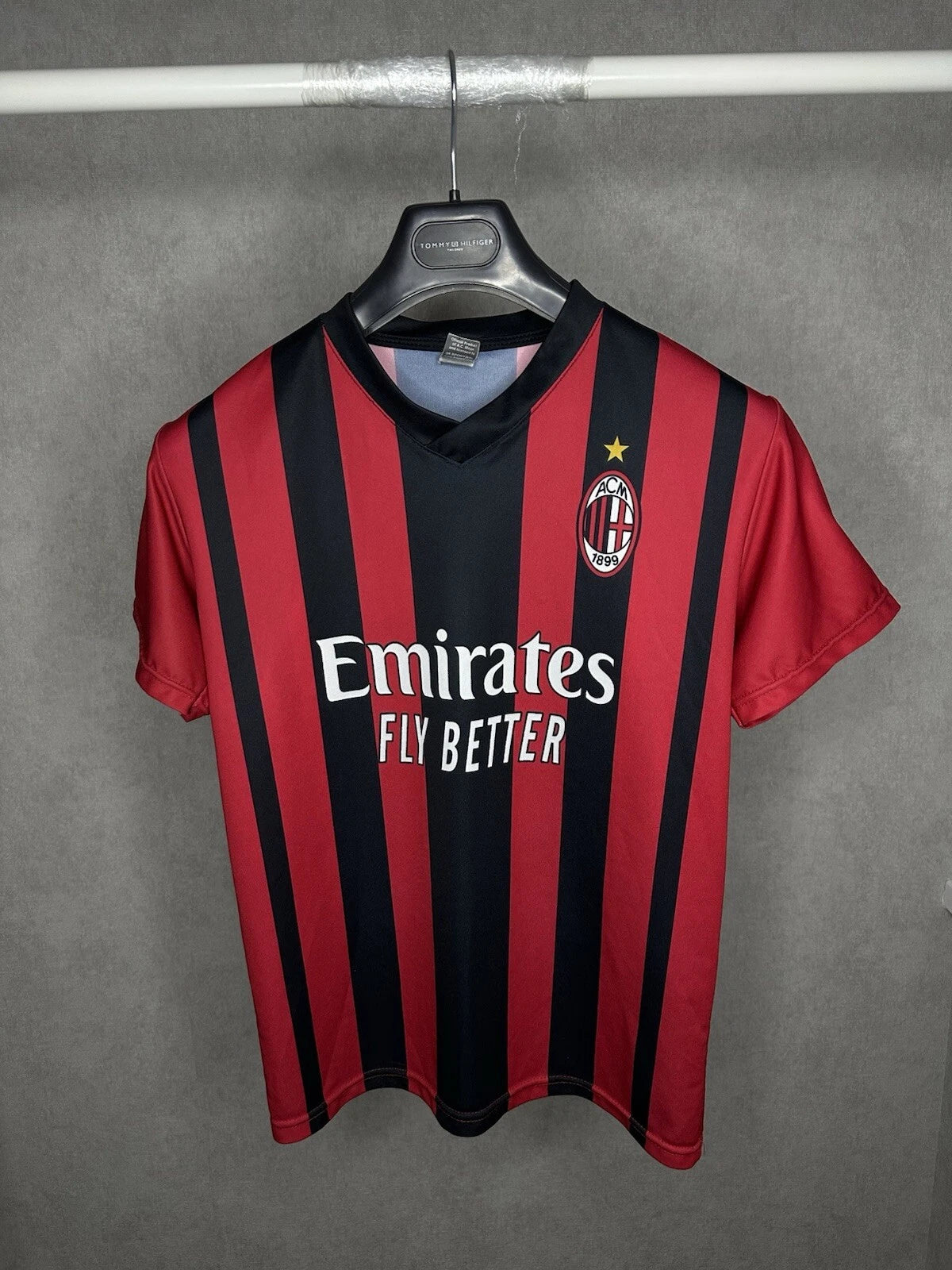 Vintage ACM AC Milan Birotte Soccer Jersey Red Black Size M Striped
