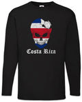 Costa Rica Football Skull I Men Long Sleeve T-Shirt Rican Soccer Flag World