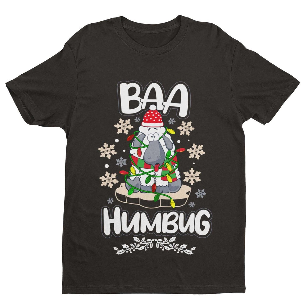 Funny Christmas T Shirt Baa Humbug Bah Parody Scrooge Sheep joke Gift Idea Dad