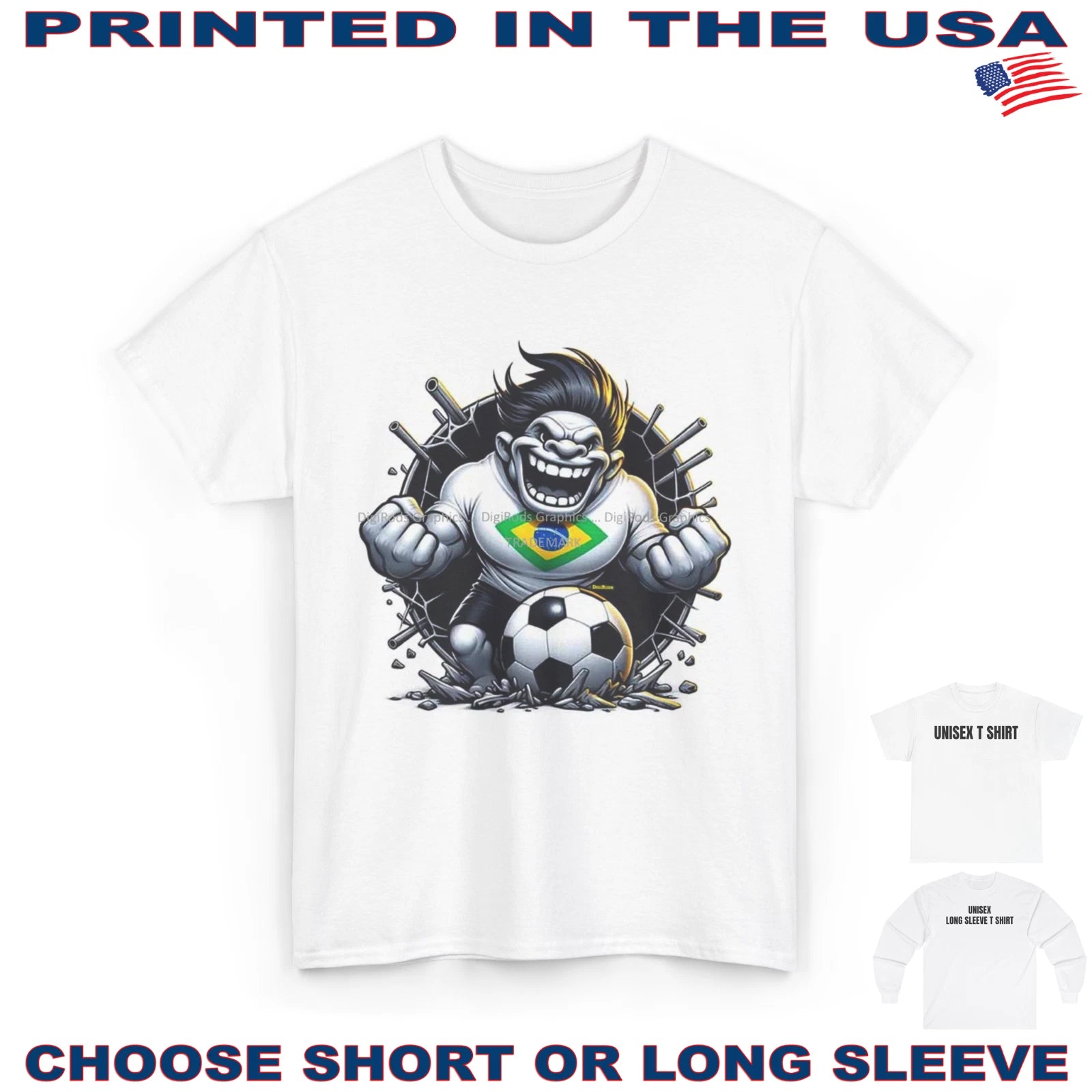 Soccer Team Brazilian Troll Brazil Field Player DigiRods Cartoon T Shirt