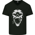 A Football Skull Footy Soccer Mens V-Neck Cotton T-Shirt