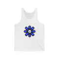 Unisex Jersey Tank Cute 8-Bit Retro Pixel Art Blue Petal Flower Design