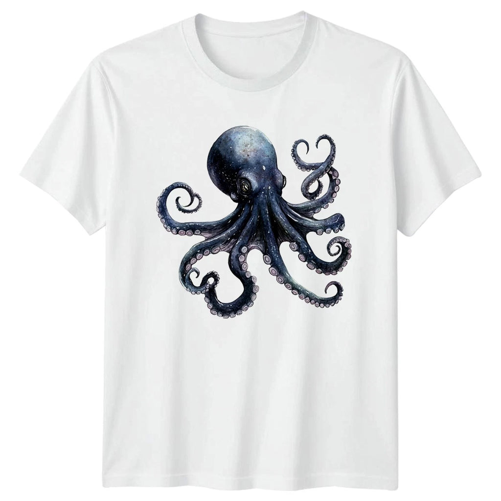 Dark Octopus Illustration T-Shirt Gothic Marine Wildlife Gift For Him And Her