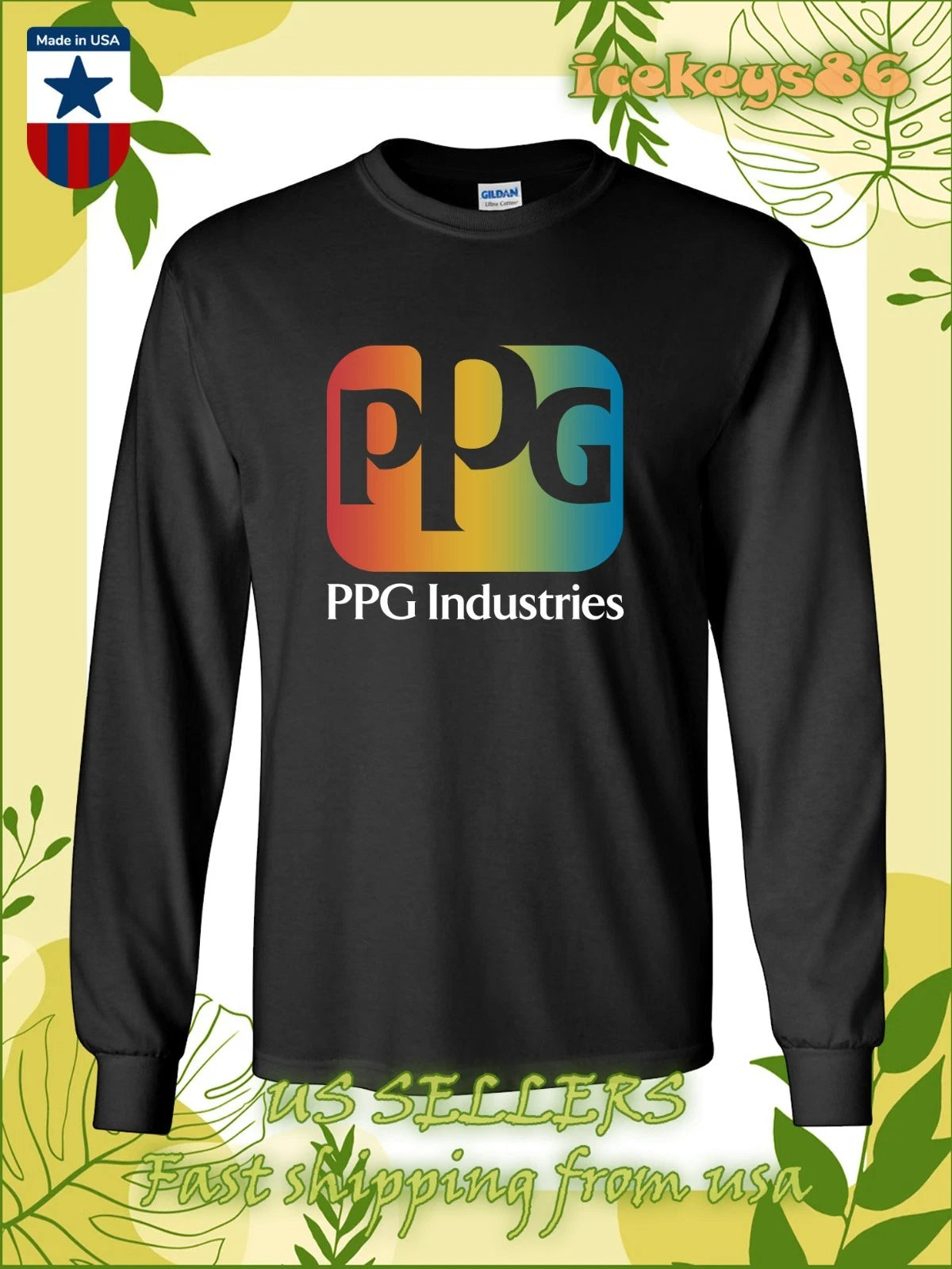 New Tee Shirt PPG Industries Logo Men's Long Sleeve T-Shirt American T-Shirt