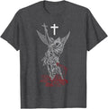 Saint Michael The Archangel Defeating Satan Warrior Faith T-Shirt
