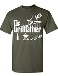 The Grillfather T Shirt BBQ Meat Grill Cooking Joke Tee Gifts for Dad Green XL