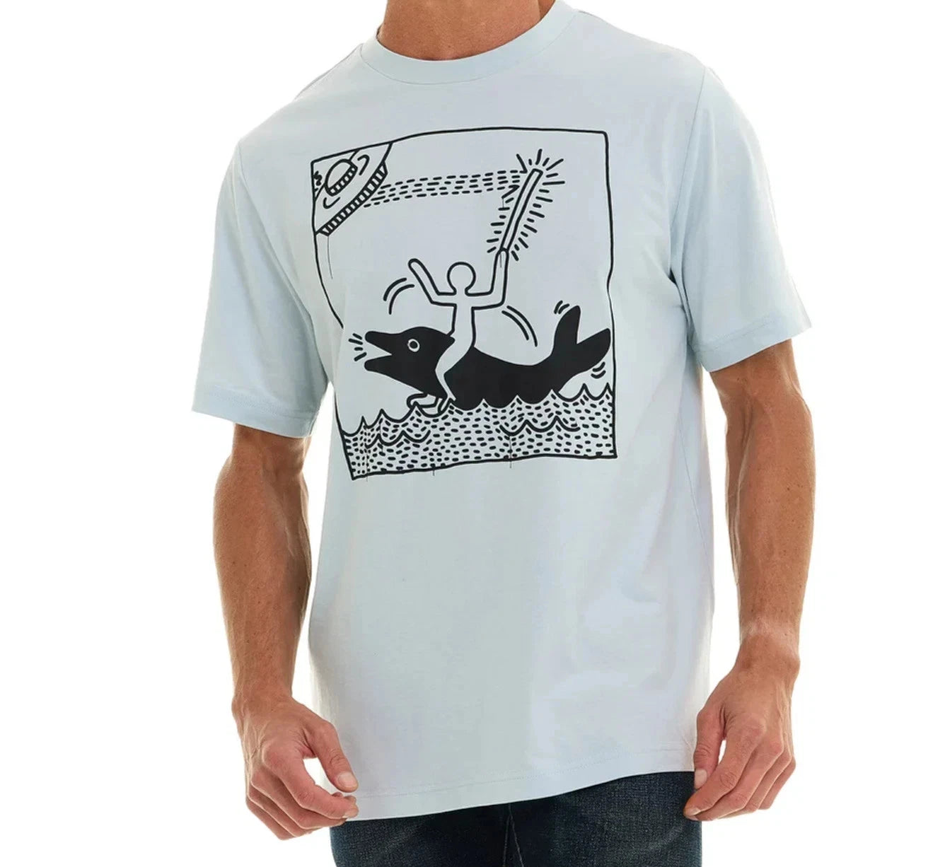 NWT Keith Haring Men's XL T-Shirt "Man on Dolphin" Short Sleeve Graphic Tee