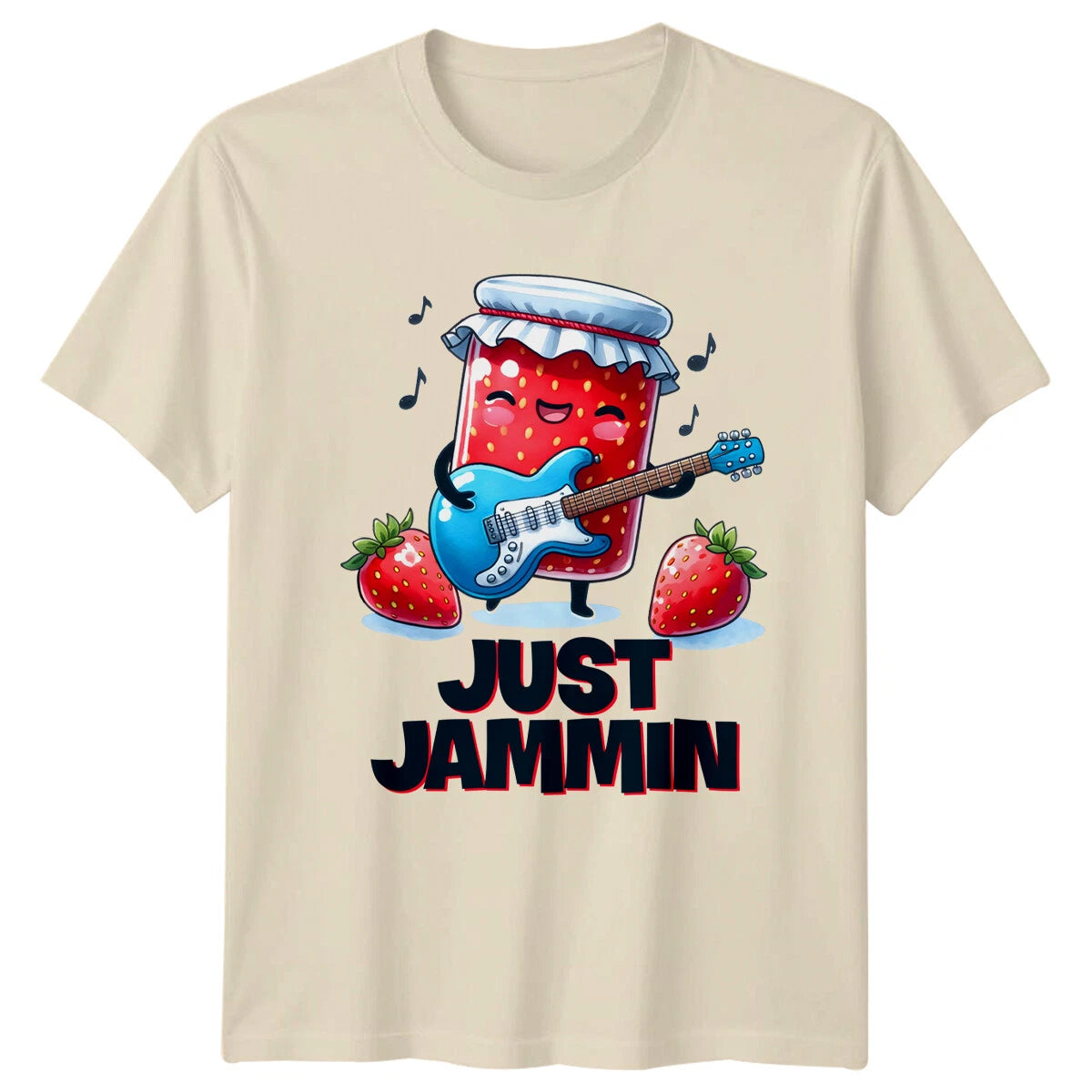 Just Jammin' T-Shirt Funny Strawberry Jam Playing Guitar Pun Tee