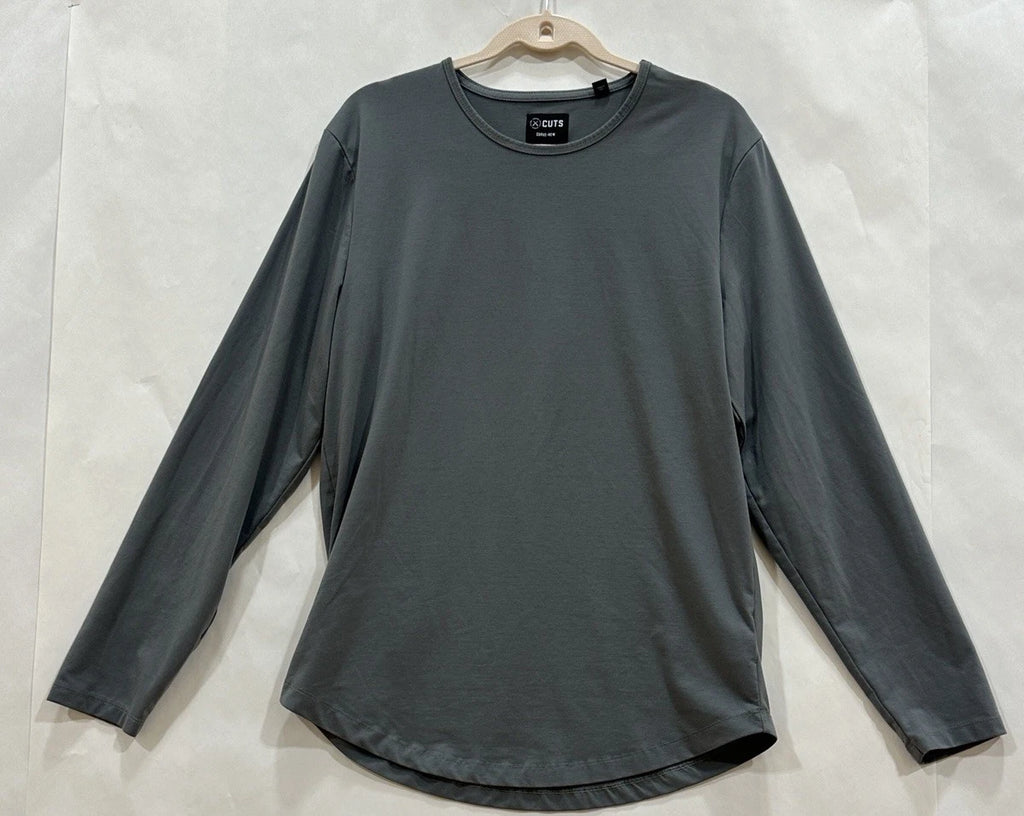 Cuts Shirt Mens XL Gray Long Sleeve Curve Hem