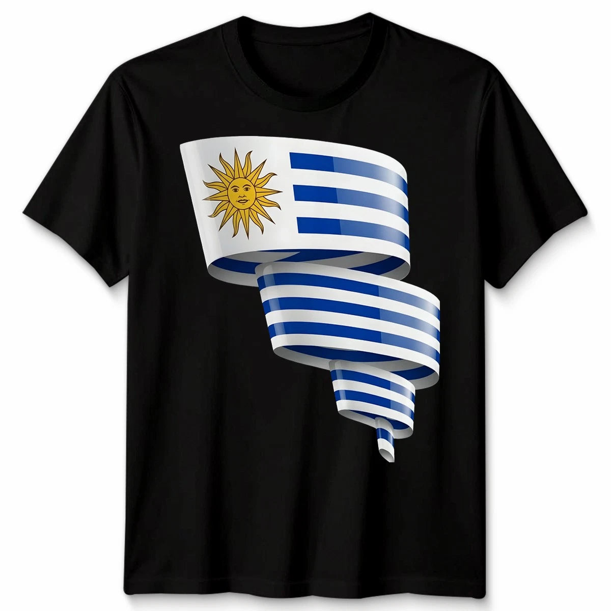 Curled Uruguay Flag ShirtFootball Unisex Tshirt National Pride Gift Tee