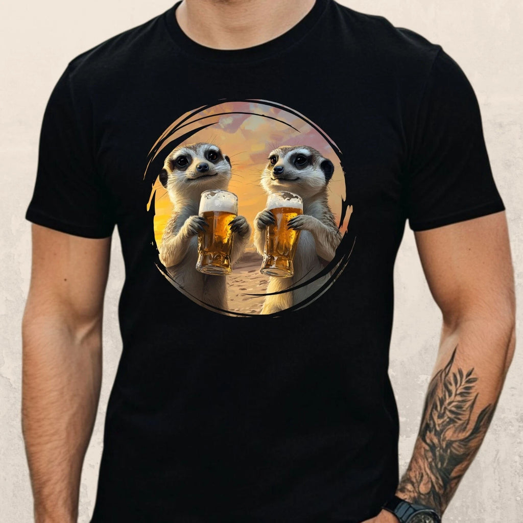 Mens Meerkat Beer Print Cotton T-Shirt Size XS to 5XL
