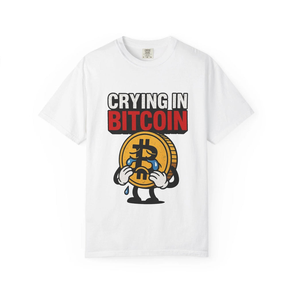 Crying in Bitcoin T-shirt | Crypto Meme Tee, Bitcoin Cartoon