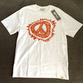 AGTAWH Mens T-Shirt Size 2XL 100% Cotton Peace Sign Embroidered Tee White/Orange