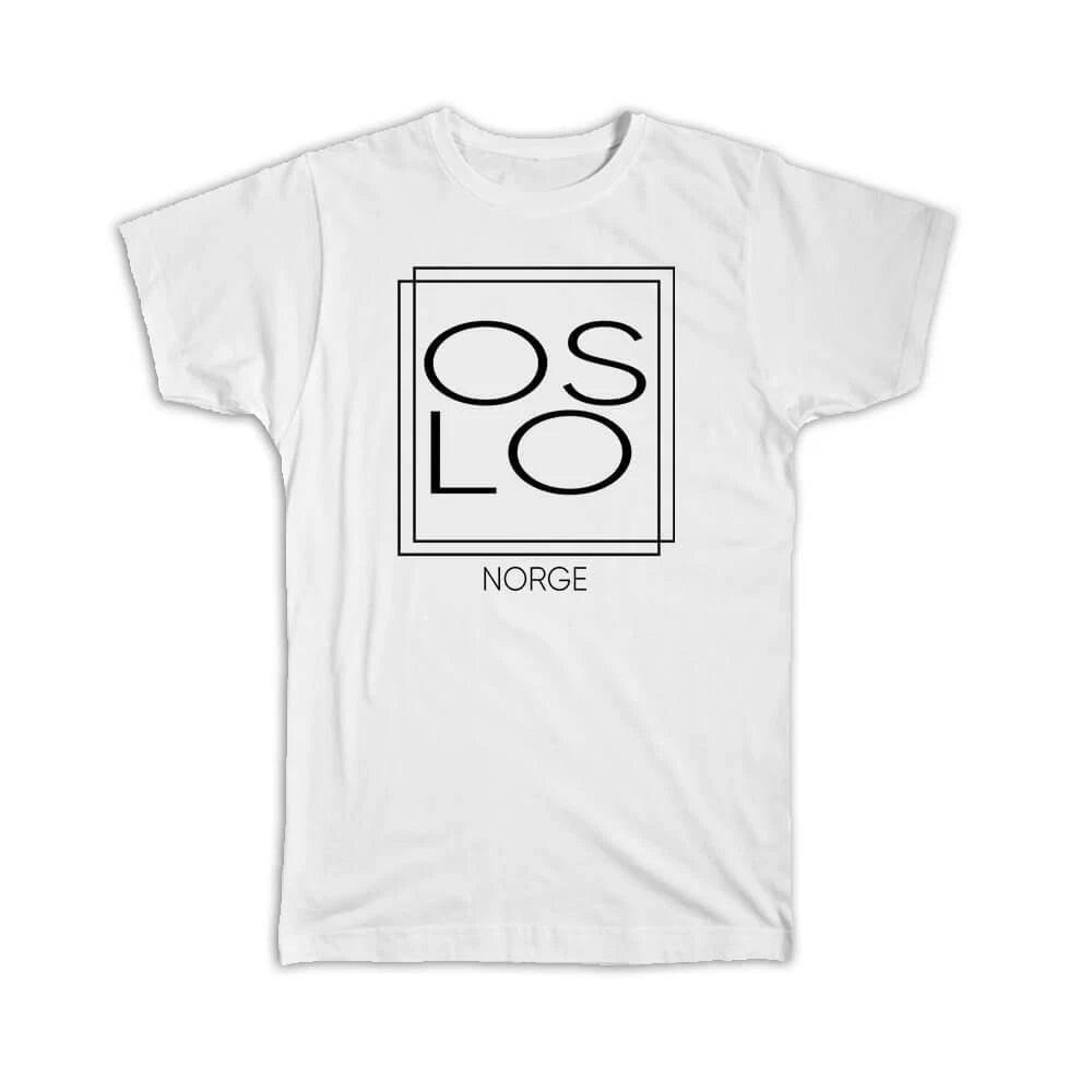 Gift T-Shirt : OSLO Norway Square Modern Minimalist Font