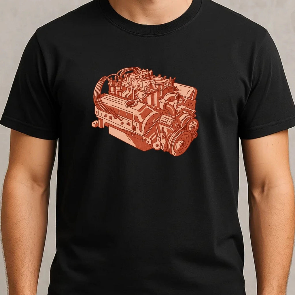Men's Realistic Engine Technology Motif Cotton T-Shirt Size S to 5XL