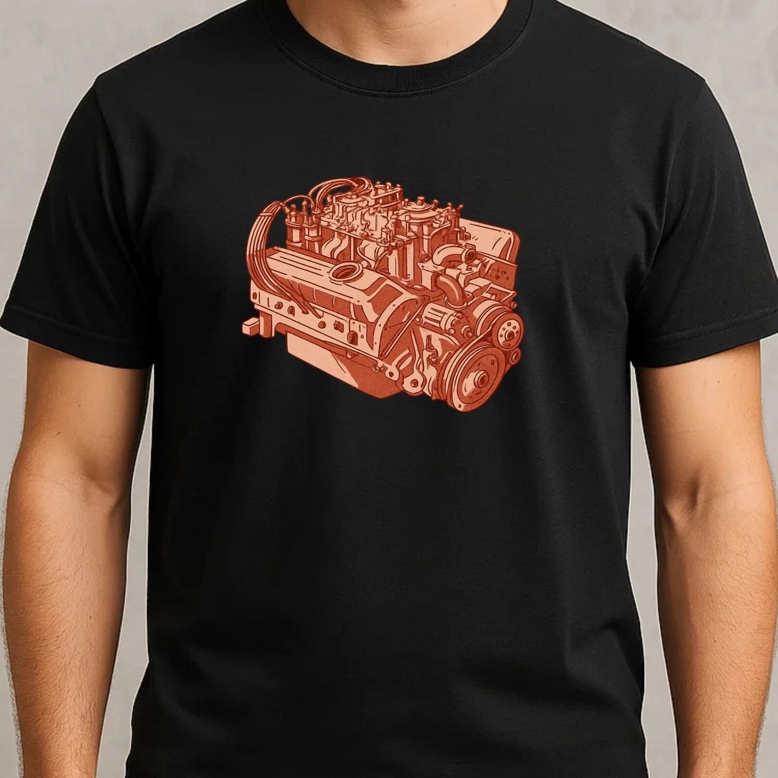 Men's Realistic Engine Technology Motif Cotton T-Shirt Size S to 5XL