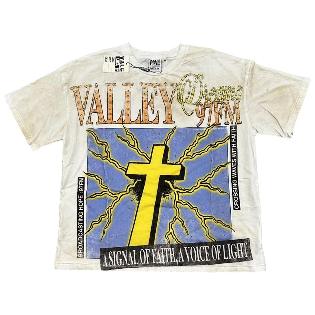 Vale Forever Thunder Cross Bling T-Shirt Dirt White
