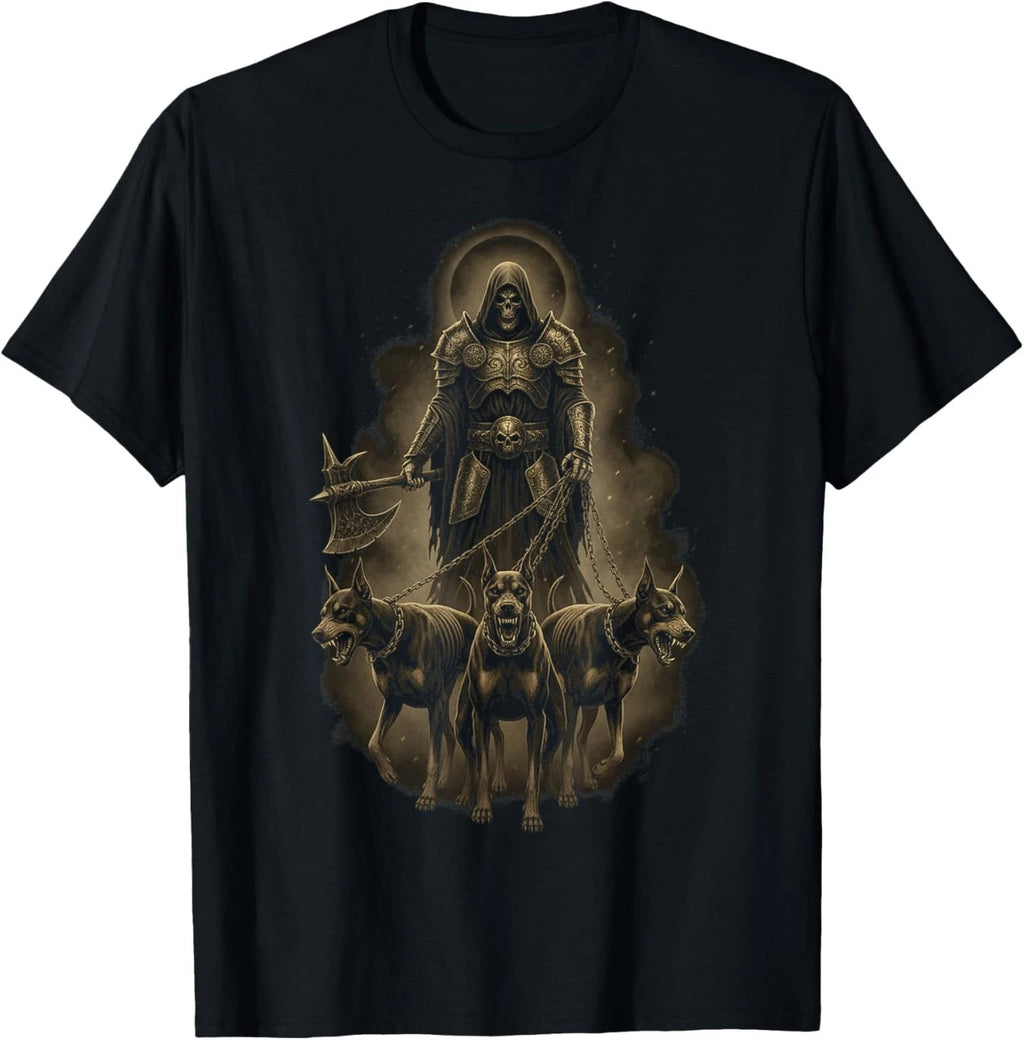 Dark Doberman Hellhound Grim Reaper Gothic Art T-Shirt