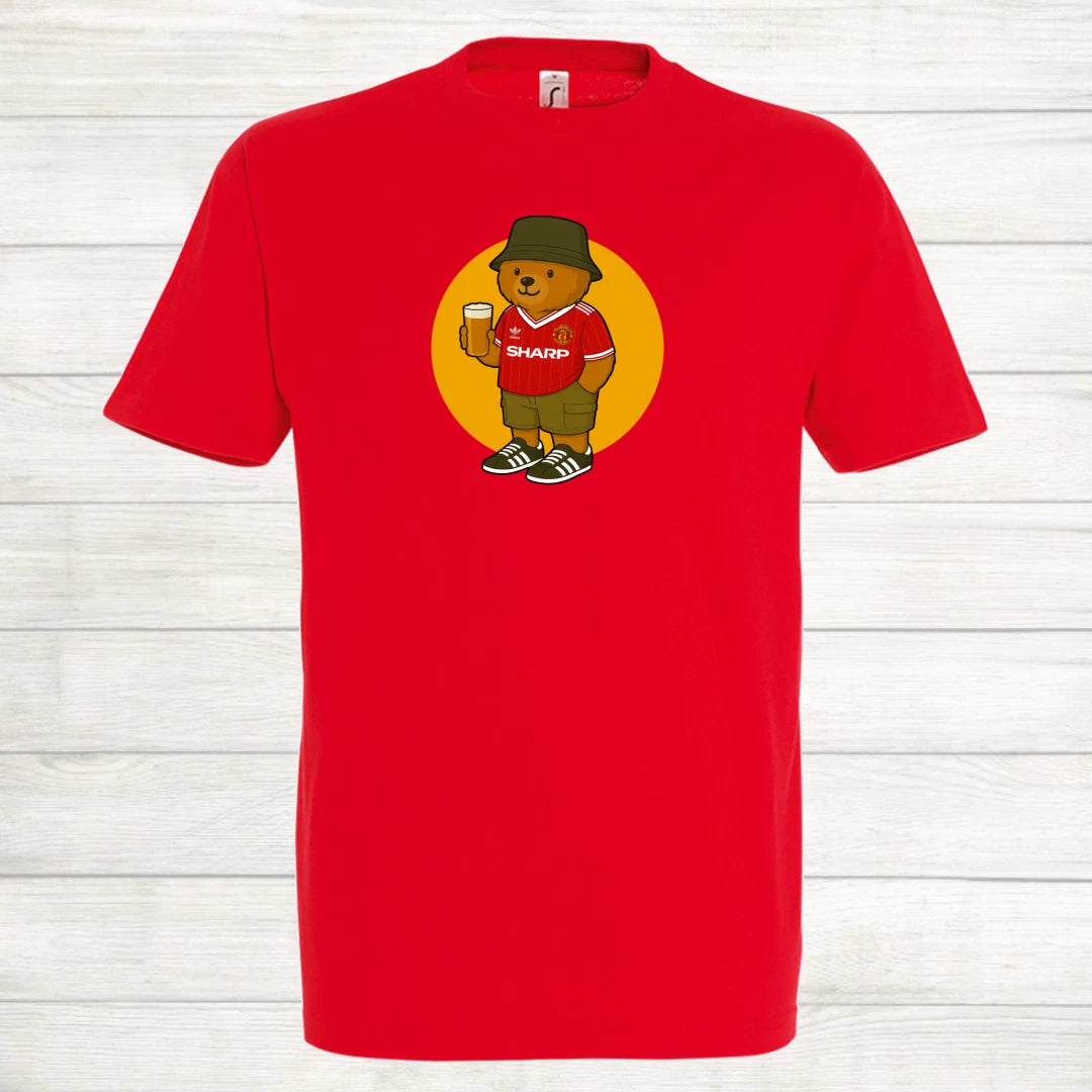 Manchester United MUFC adidas Red Devils Retro Teddy Bear Football T Shirt