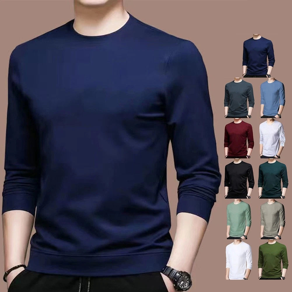 Men Slim Fit Long Sleeve Polyester T Shirt Undershirt Muscle Tee Pullover Top