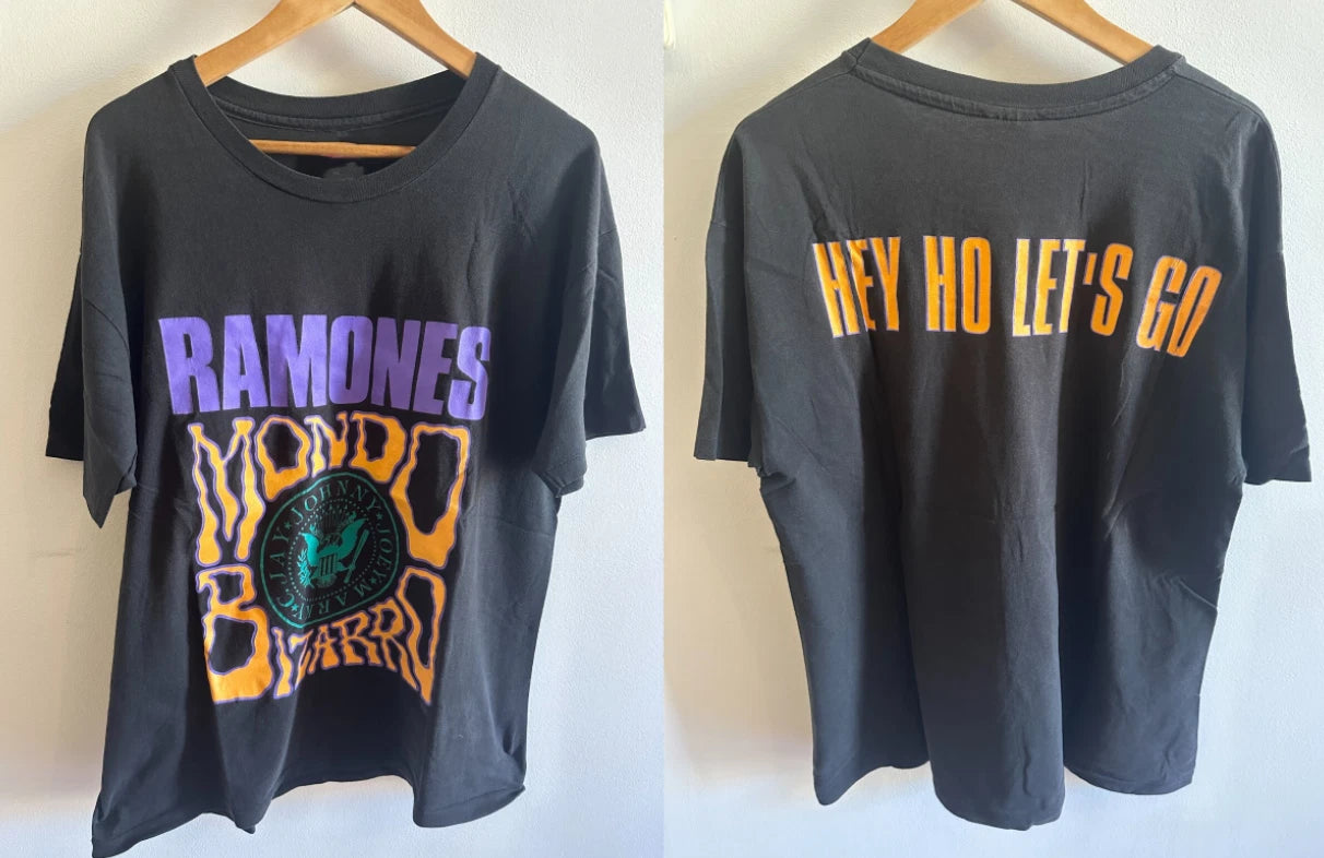 Ramones Mondo Bizarro T-Shirt Vintage Black Punk Rock Band Graphic Tee Rare