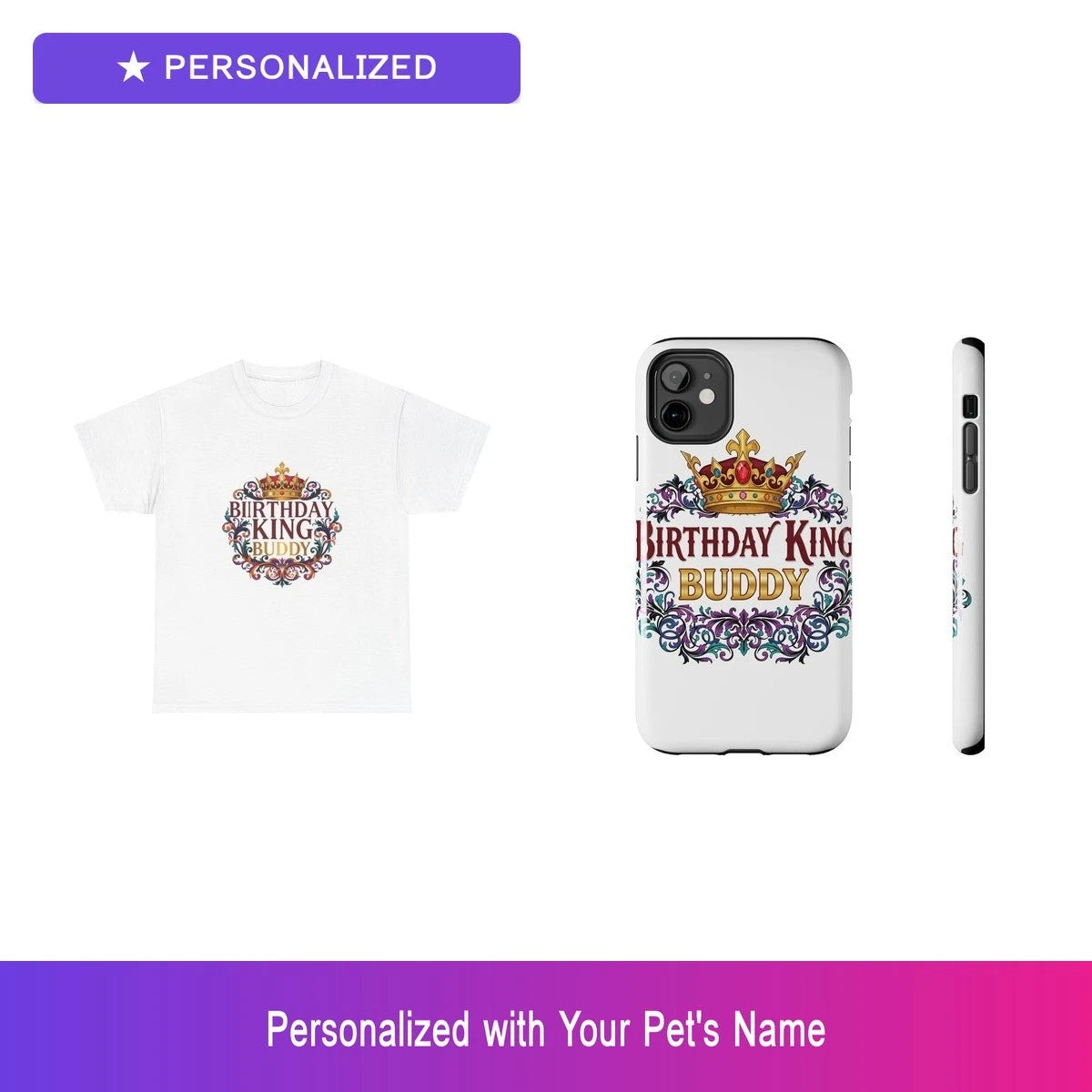 Custom Pet Birthday Gift Set Shirt Phone Case Personalized Name Bundle
