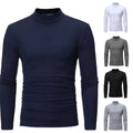 Men Turtleneck Base Layer Top Slim Fit Solid Color Knit Pullover Shirt
