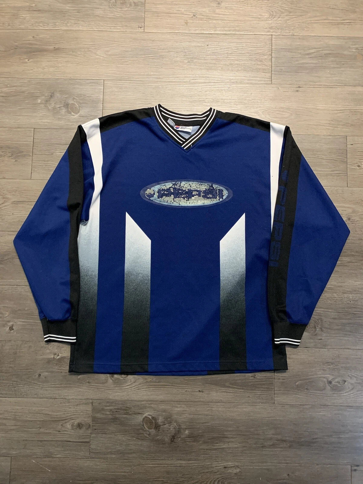 Vintage Pepsi Generation Next Y2K Motocross Jersey L/XL Blue Men’s 90s Soccer