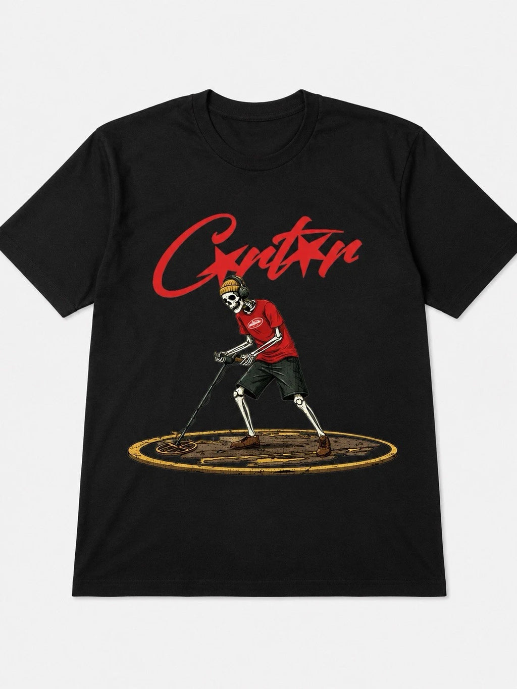 Funny Skeleton Metal Detector T-Shirt | Treasure Hunter Graphic Tee
