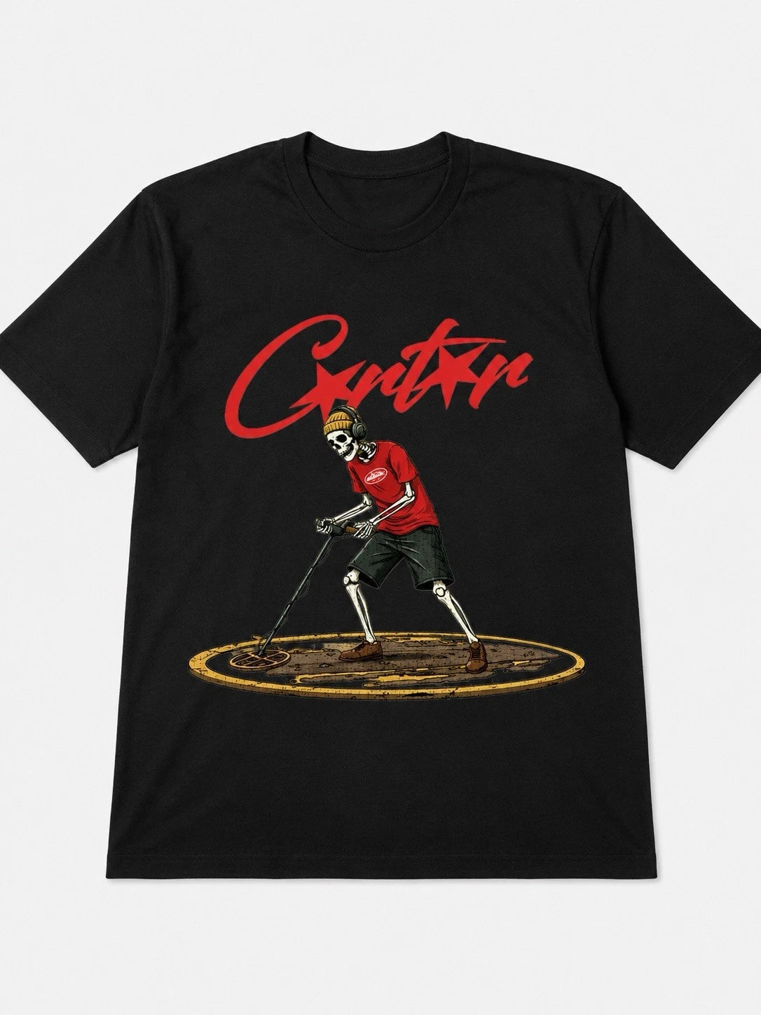 Funny Skeleton Metal Detector T-Shirt | Treasure Hunter Graphic Tee