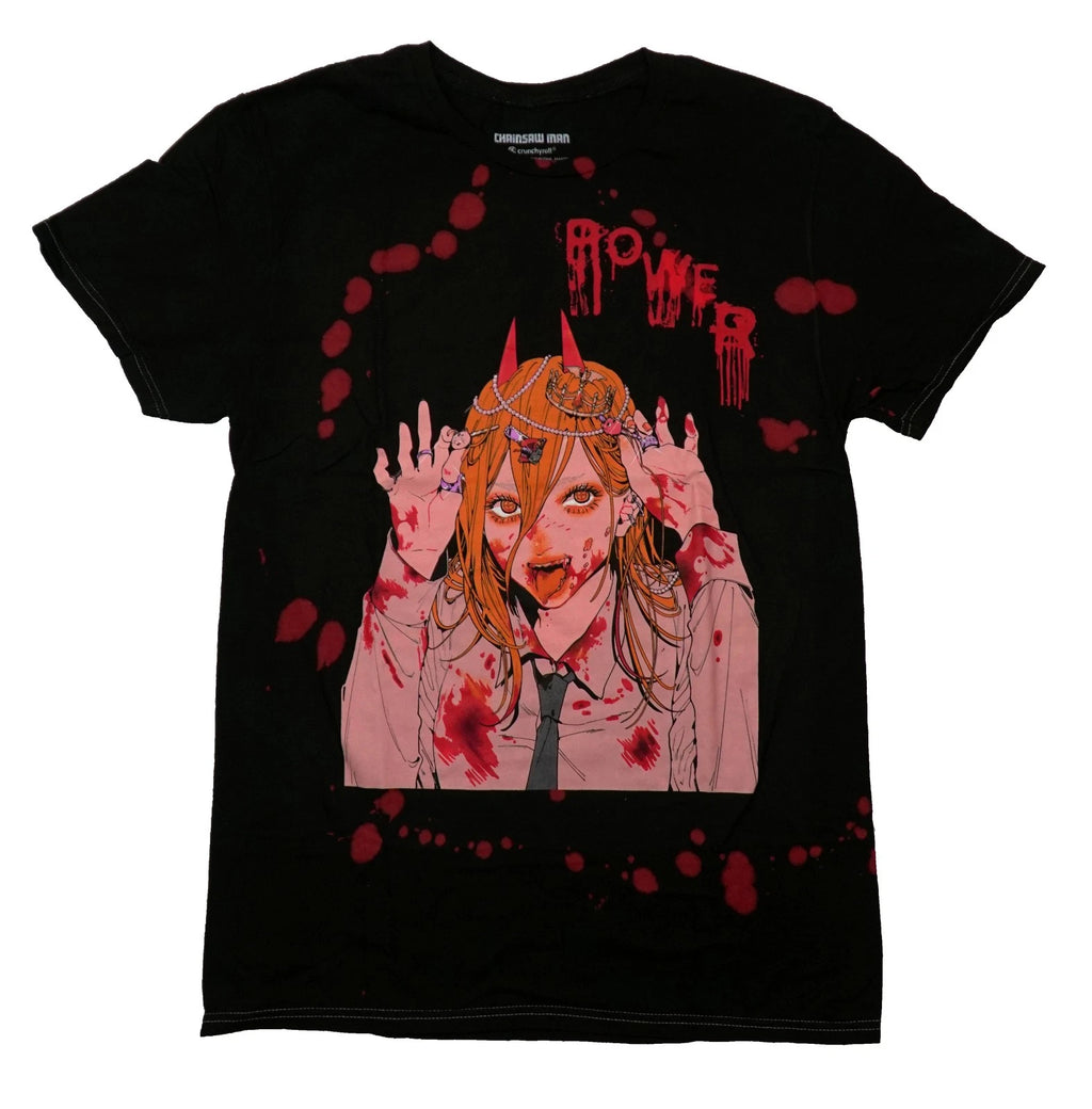 Chainsaw Man New Adult T-Shirt - Bloody Horned Girl Under Dripping POWER