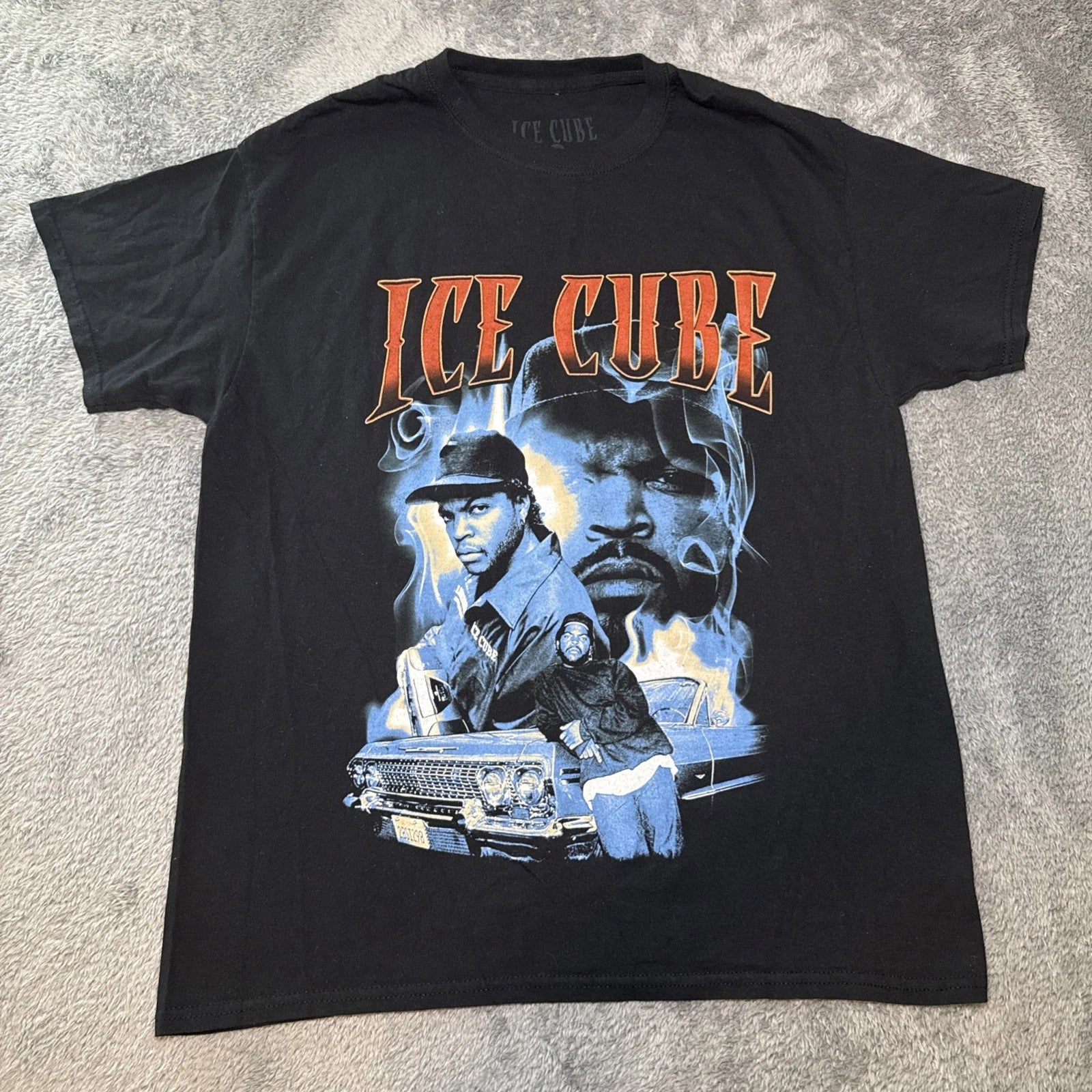 Y2K VTG Ice Cube Mens SZ L Graphic Black Crewneck Short Sleeve Shirt Rap