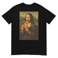 Mona Lisa Eating Pizza Funny Classic Art Pizza Foodie Mashup T-Shirt