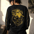 Y2K Mermaid Graphic Tee Mens M Black Gold Tattoo Grunge Streetwear