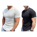 Men's Slim-Fit V-Neck T Shirt Polyester Casual Short Sleeve Breathable
