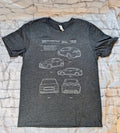 Tesla Model X Unisex T-Shirt  Blueprint EV Car Minimalist Large Fitted