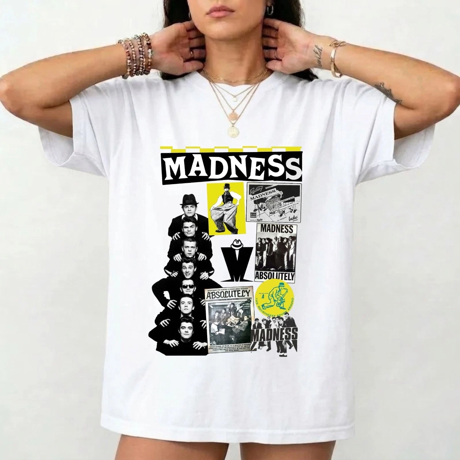 Madness Band Collage T-Shirt - Vintage Music Lover Gift Tee - Pop Band Shirt