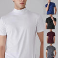 For Daily Wear Half High Collar Tee Solid Pullover Shirt Summer Outfit