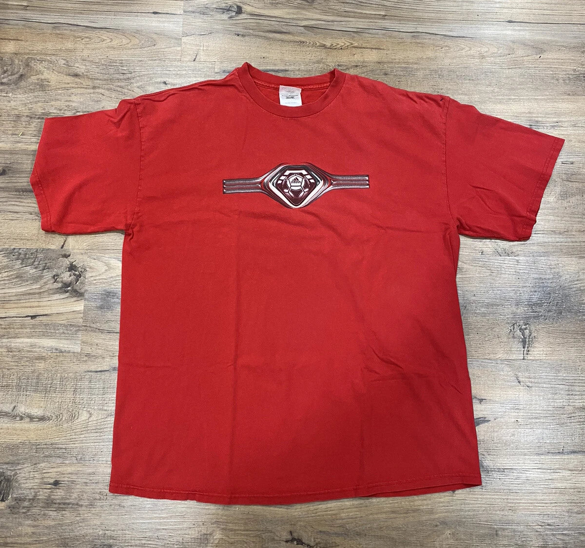 Vintage ADIDAS Shirt Adult XL  Red Soccer Ball  Graphics Short Sleeve Mens.