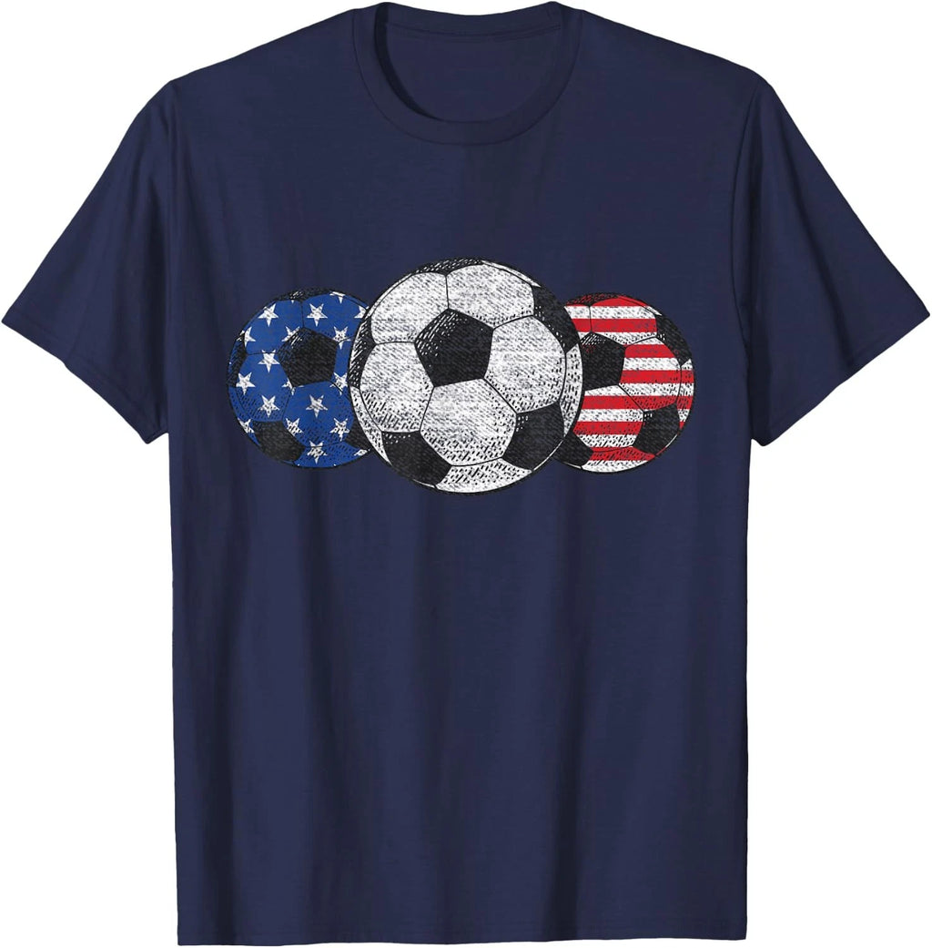 Soccer Red White Blue American Flag 4th of July Unisex T-Shirt