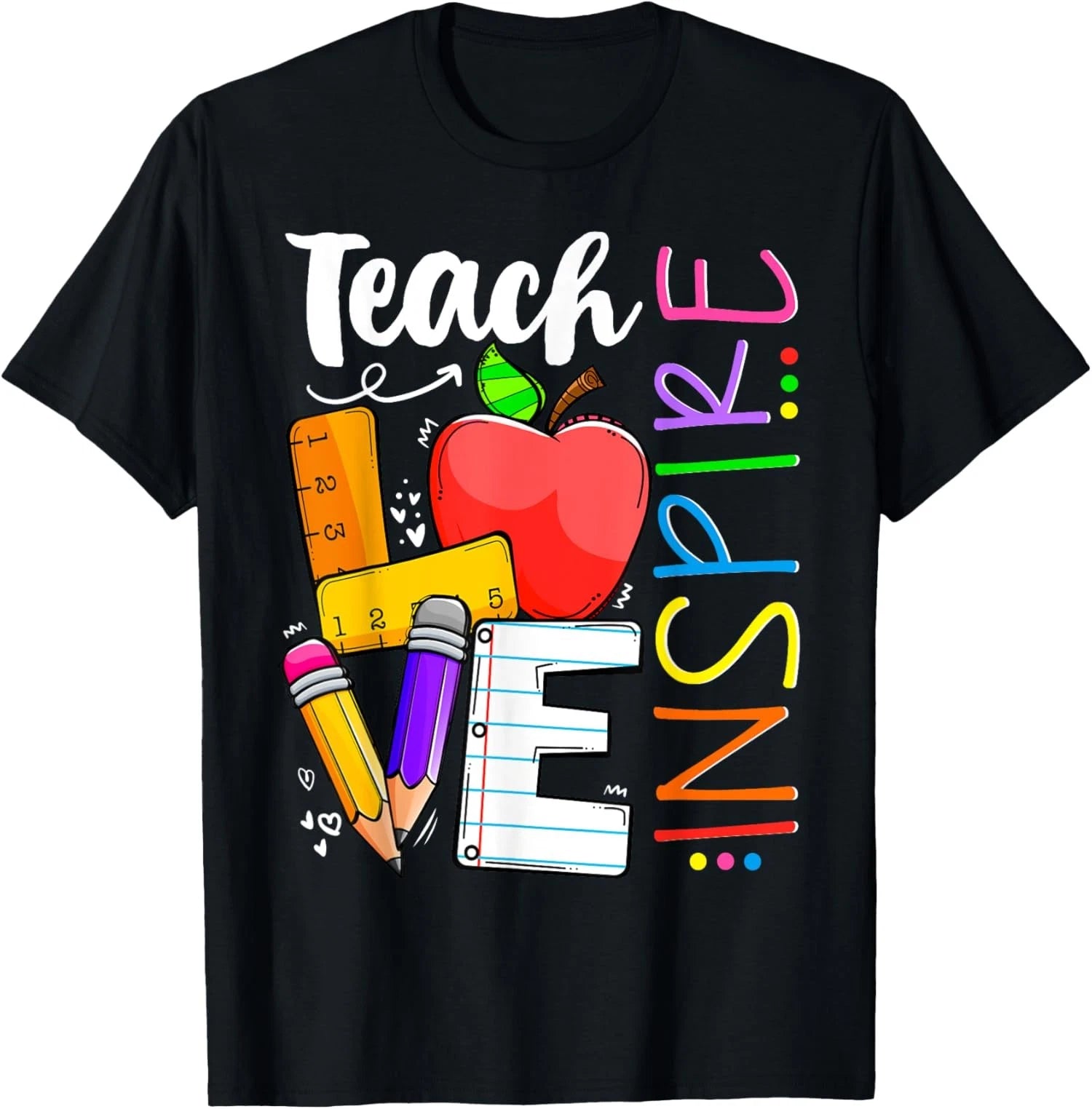 Teach Love Inspire Cute Teacher Design for Men and Wo Unisex T-Shirt