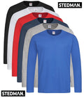 Stedman Mens Plain Long Sleeve Cotton Tee T-Shirt Tshirt No Logo Blank