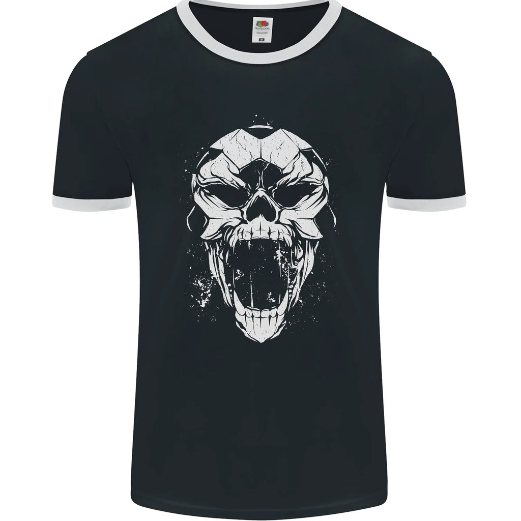 A Football Skull Footy Soccer Mens Ringer T-Shirt FotL