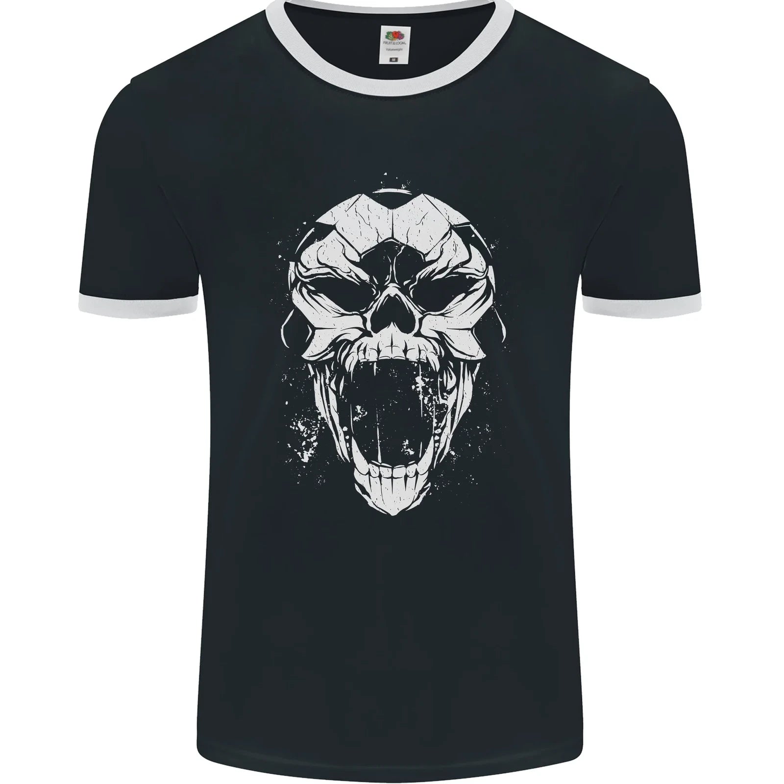 A Football Skull Footy Soccer Mens Ringer T-Shirt FotL