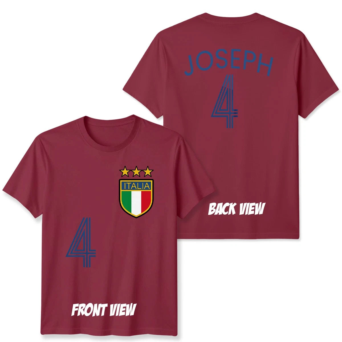 Italy Personalized Custom Name And Number Football Unisex T Shirt Game Day Gift